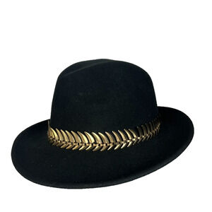 Amici Accessories Felted Wool Hat Womens Metallic Band One Size Black